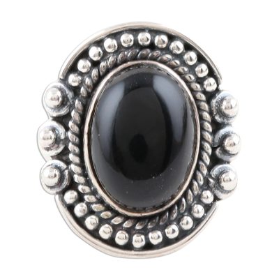Black Onyx Cocktail Ring from India