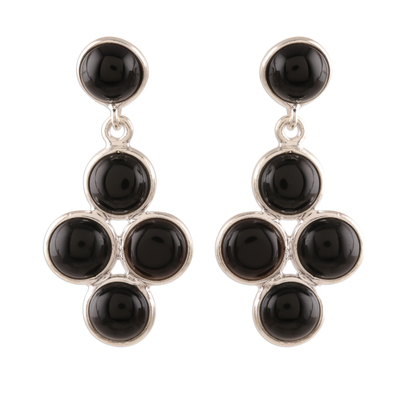 Black Onyx Dangle Earrings Crafted in India