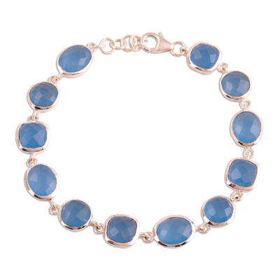 31.5-Carat French Blue Chalcedony Link Bracelet from India