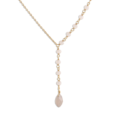 Gold Plated Chalcedony Y-Necklace from India