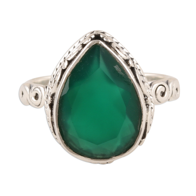 Glittering Green Onyx Cocktail Ring from India