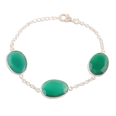42.5-Carat Green Onyx Station Bracelet from India