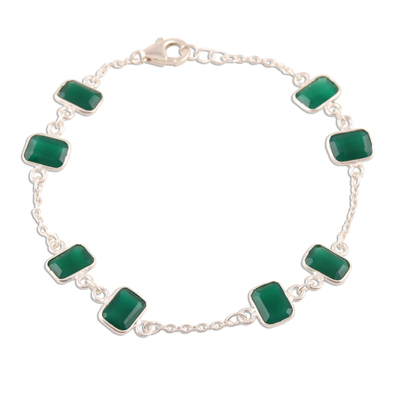 6.5-Carat Green Onyx Station Bracelet from India