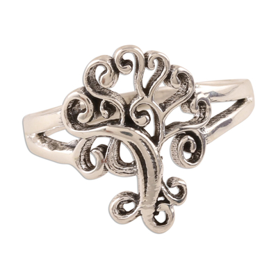 Tree-Themed Sterling Silver Band Ring from India