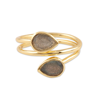 Gold Plated Labradorite Wrap Ring from India