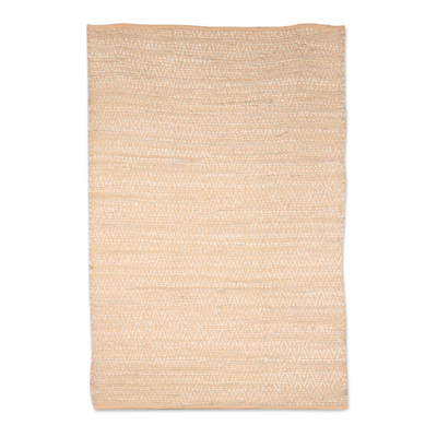 Buff and Ivory Recycled Cotton Area Rug from India (3x4.5)
