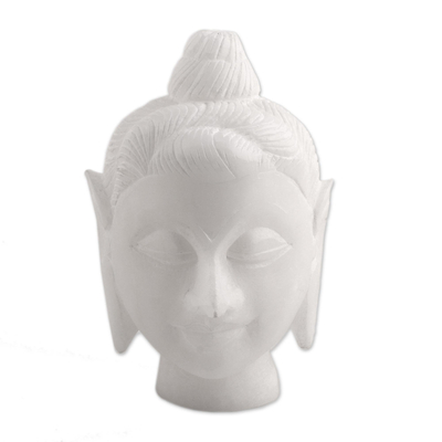 Natural Alabaster Buddha Head Sculpture from India
