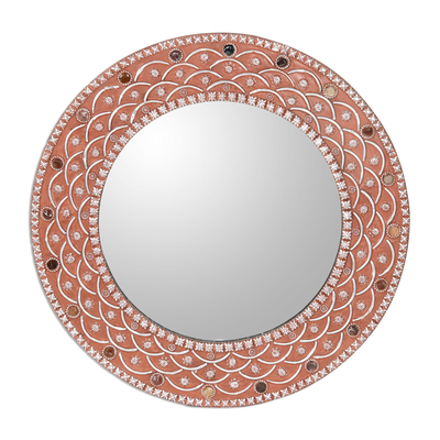 Aluminum and Glass Wall Mirror Handcrafted in India