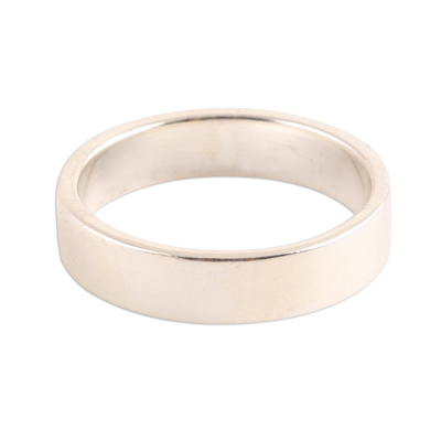 High-Polish Sterling Silver Band Ring from India