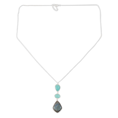 Labradorite and Chalcedony Pendant Necklace from India