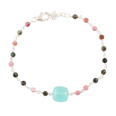 Chalcedony and Tourmaline Pendant Bracelet from India