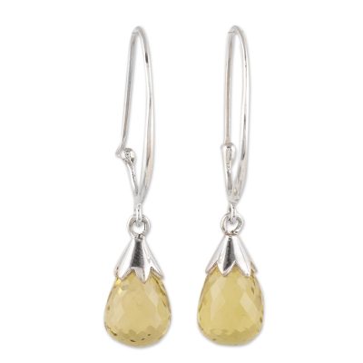 10-Carat Lemon Quartz Dangle Earrings from India