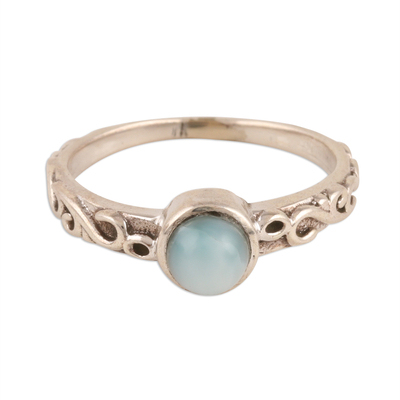 Wave Pattern Larimar Solitaire Ring from India