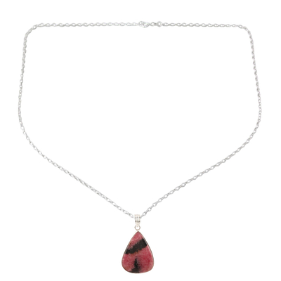 Natural Rhodonite Pendant Necklace from India