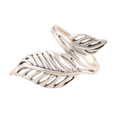 Sterling Silver Leaf Cocktail Ring from India