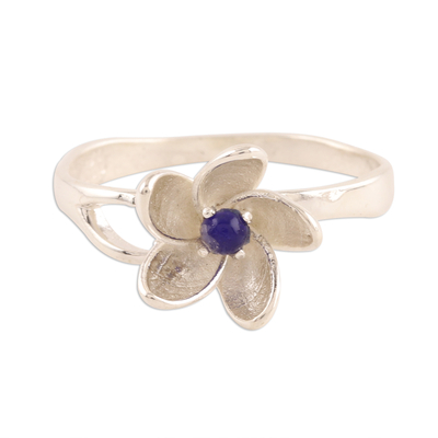 Floral Lapis Lazuli Cocktail Ring from India