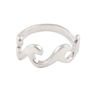 Wave Pattern Sterling Silver Band Ring Crafted in India
