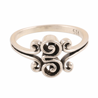 Curl Motif Sterling Silver Band Ring from India