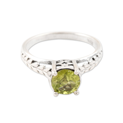 Faceted Peridot Solitaire Ring from India