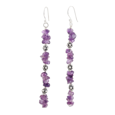 Amethyst Beaded Dangle Earrings Crafted in India