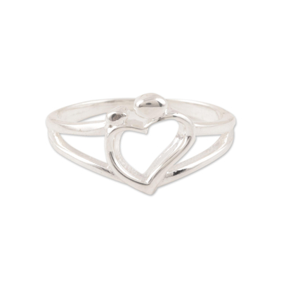 Sterling Silver Heart Band Ring Crafted in India