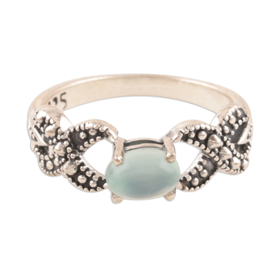 Wavy Chalcedony Band Ring Crafted in India