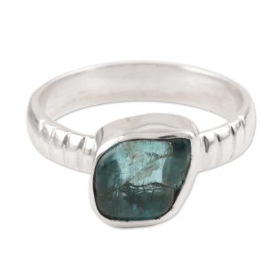 Blue Apatite Cocktail Ring Crafted in India