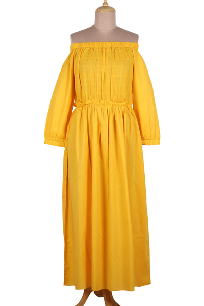 Marigold Yellow Off-Shoulder Maxi Dress