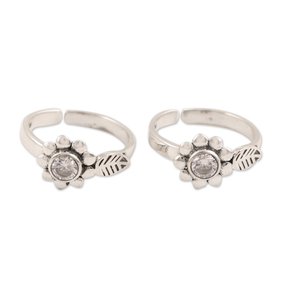 Flower-Shaped Sterling Silver Toe Rings from India