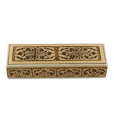 Hand Crafted Papier Mache and Wood Decorative Box