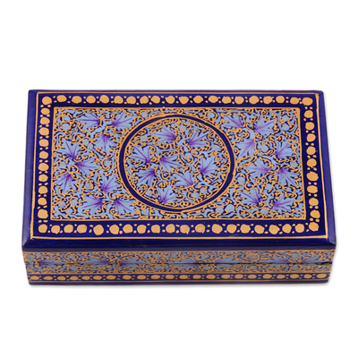 Blue and Gold Velvet-Lined Decorative Box
