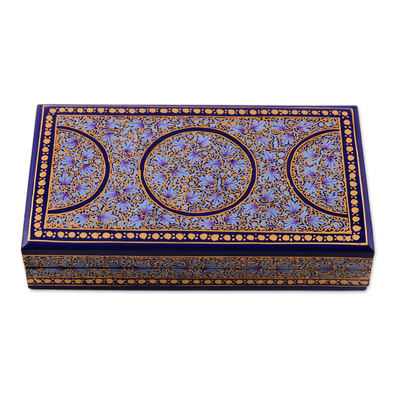 Artisan Crafted Blue and Gold Papier Mache Box