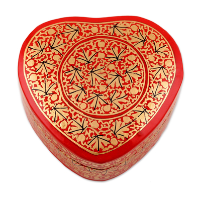 Chinar Leaf Motif Heart Shaped Decorative Box