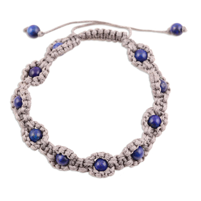 Lapis Lazuli Macrame Hand-Knotted Bracelet from India
