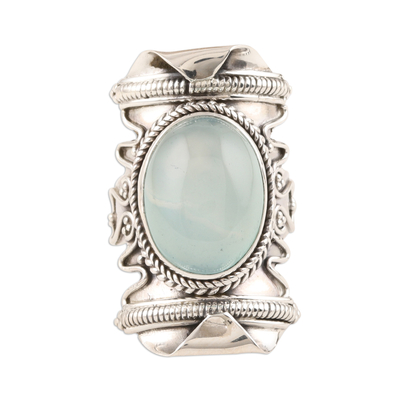 Aqua Chalcedony and Sterling Silver Cocktail Ring