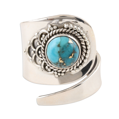 Composite Turquoise and Sterling Silver Wrap Ring