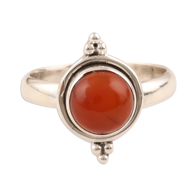 Simple Carnelian and Sterling Silver Ring from India