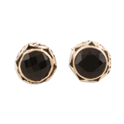 Small Black Onyx Stud Earrings from India