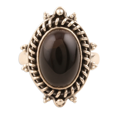 Onyx Cabochon Cocktail Ring from India