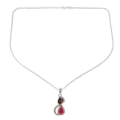 Two-Garnet Pendant Necklace from India