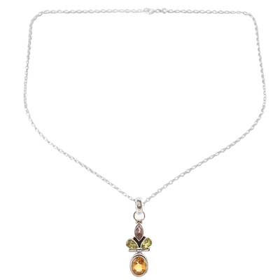 Multi-Gemstone Pendant Necklace from India