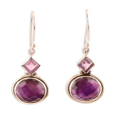 Luxe Amethyst Dangle Earrings from India