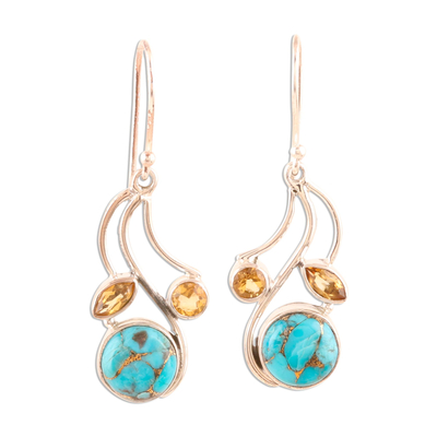 Citrine and Composite Turquoise Earrings