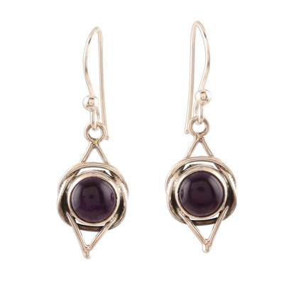 Amethyst and Sterling Silver Earrings from India