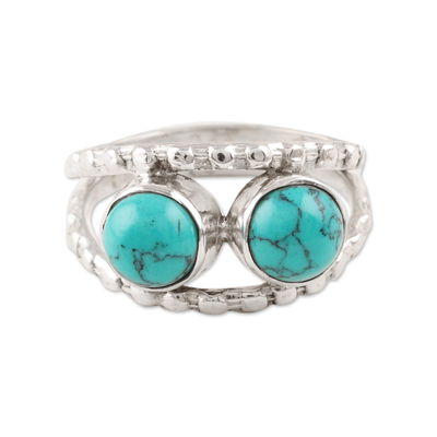 Reconstituted Turquoise and Sterling Silver Cocktail Ring