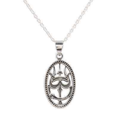 Artisan Crafted Sterling Silver Trishul Pendant Necklace