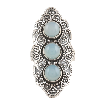 Oxidized Sterling Silver Chalcedony Cocktail Ring