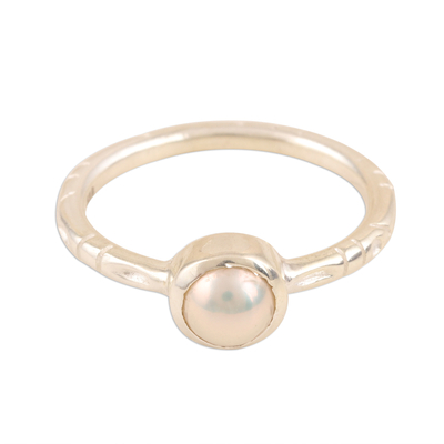 Cultured Pearl Solitaire Ring from India