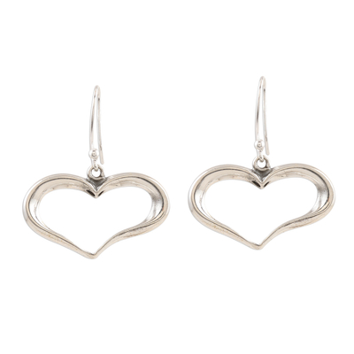 Polished Sterling Silver Heart Dangle Earrings