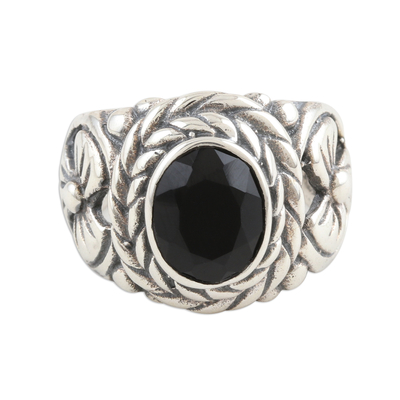 Sterling Silver and Black Onyx Cocktail Ring